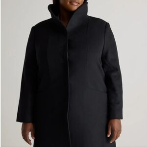 Quince Italian Wool Cocoon Black Coat Size L
